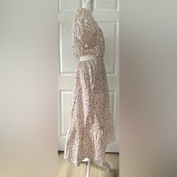 NEW J. Crew White Meadow Floral Side Back Cut Out Poplin Midi Dress Size 12 - Picture 7 of 10
